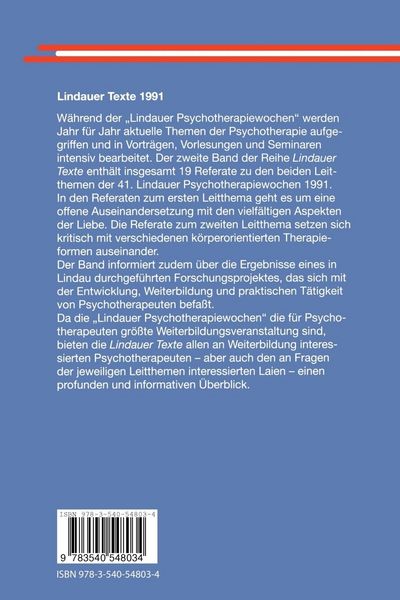 Produktbild: Liebe und Psychotherapie Der K&ouml;rper in der Psychotherapie Weiterbildungsforschung