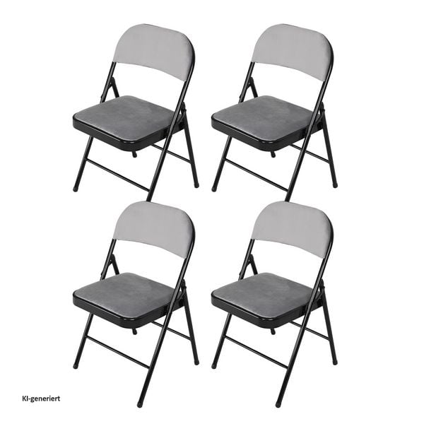 Produktbild: HTI-Living 4er Set Klappst&uuml;hle mit Polsterung Metallgestell und Samtbezug