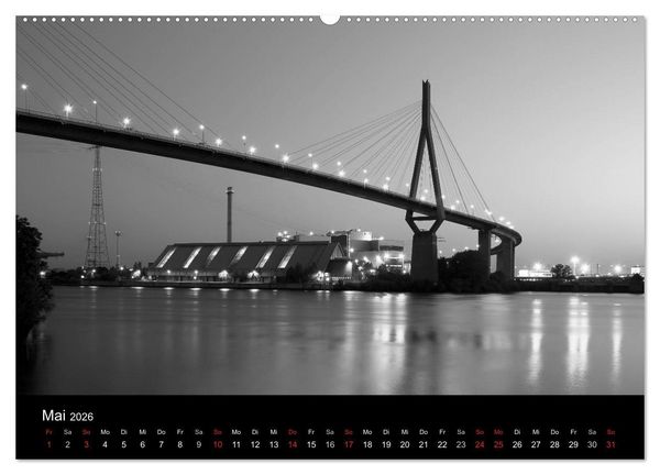 Produktbild: Hamburg monochrome Impressionen (Wandkalender 2026 DIN A2 quer), CALVENDO Monatskalender