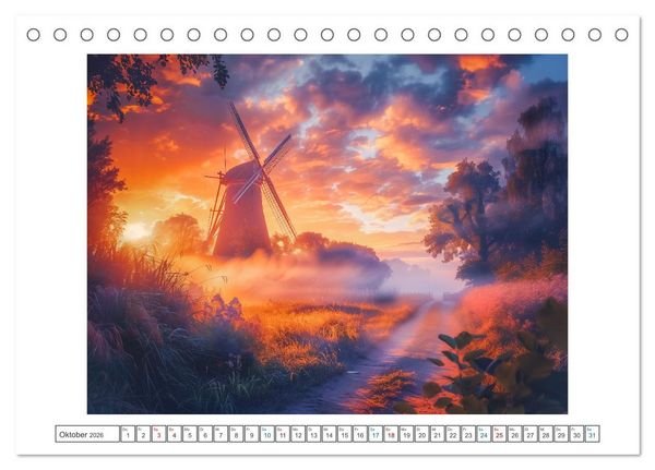 Produktbild: Im Reich der Windm&uuml;hlen (Tischkalender 2026 DIN A5 quer), CALVENDO Monatskalender