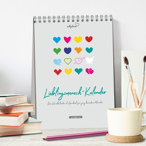 Produktbild: vollgeherzt: Lieblingsmensch-Kalender - Der Wandkalender als Geschenk f&uuml;r ganz besondere Menschen (Tischkalender 2026 DIN A5 hoch), CALVENDO Monatskalender