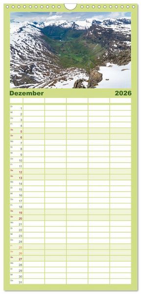 Produktbild: Familienplaner 2026 - Norwegens wundersch&ouml;ne Fjorde mit 5 Spalten (Wandkalender, 21 x 45 cm) CALVENDO