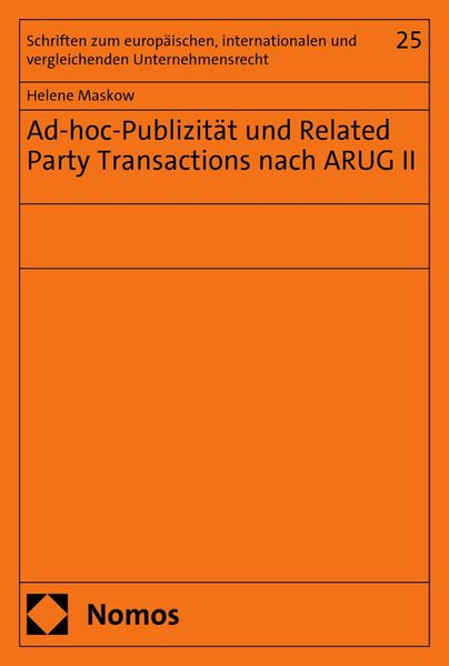 Produktbild: Ad-hoc-Publizit&auml;t und Related Party Transactions nach ARUG II