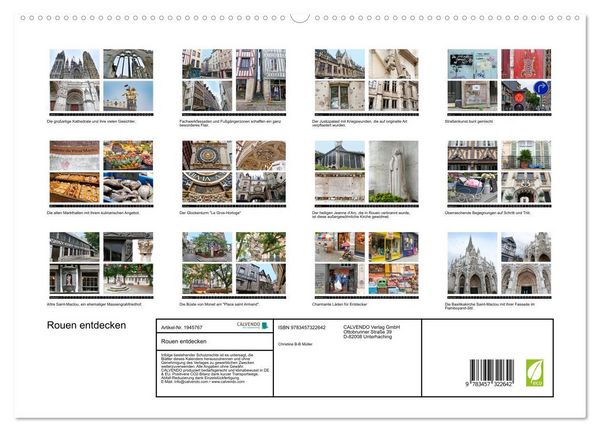 Produktbild: Rouen entdecken (hochwertiger Premium Wandkalender 2026 DIN A2 quer), Kunstdruck in Hochglanz