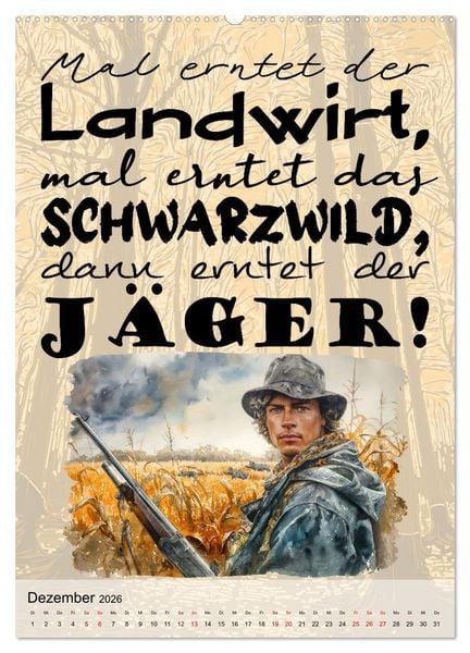 Produktbild: J&auml;gerspr&uuml;che (Wandkalender 2026 DIN A2 hoch), CALVENDO Monatskalender