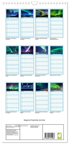 Produktbild: Familienplaner 2027 - Magische Polarlichter der Erde mit 5 Spalten (Wandkalender, 21 x 45 cm) CALVENDO