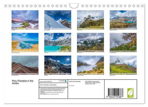 Produktbild: Peru Paradise in the Andes (Wall Calendar 2026 DIN A4 landscape), CALVENDO 12 Month Wall Calendar
