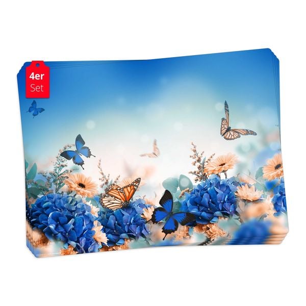 Produktbild: Tischsetmacher Tischsets Fr&uuml;hlingswiese mit Schmetterling, aus hochwertigem Vinyl (4 St&uuml;ck), 44 x 32 cm