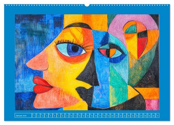 Produktbild: Liebe und Gl&uuml;ck. Abstrakte Kunst im &Ouml;lbilder-Stil (hochwertiger Premium Wandkalender 2026 DIN A2 quer), Kunstdruck in Hochglanz