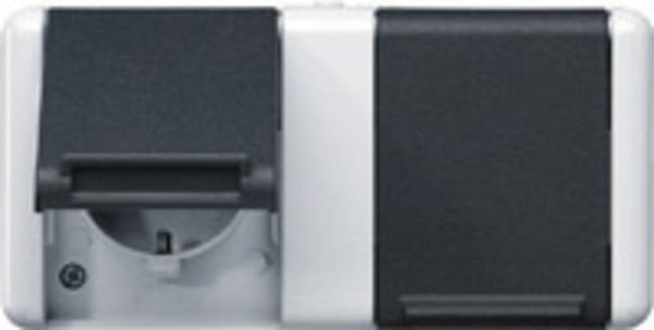 Produktbild: Jung 2fach Aufputzgeh&auml;use Steckdose Grau 8220W 1St.