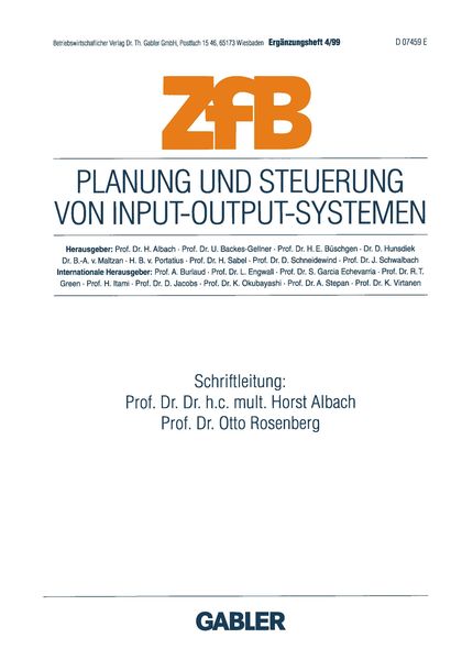 Produktbild: Planung und Steuerung von Input-Output-Systemen