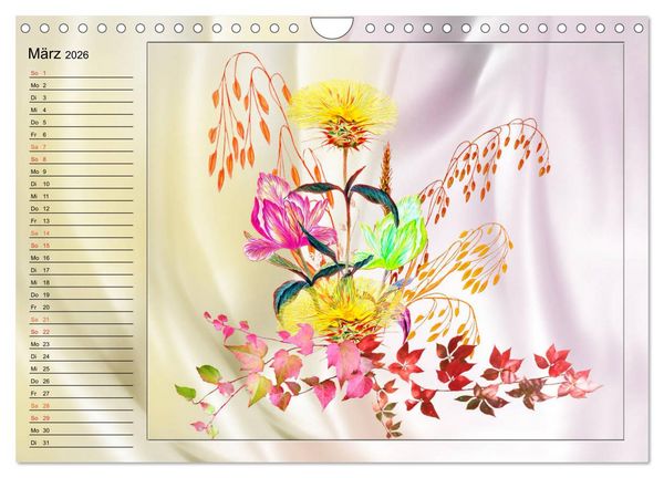 Produktbild: Blumen-Zeichnungen (Wandkalender 2026 DIN A4 quer), CALVENDO Monatskalender