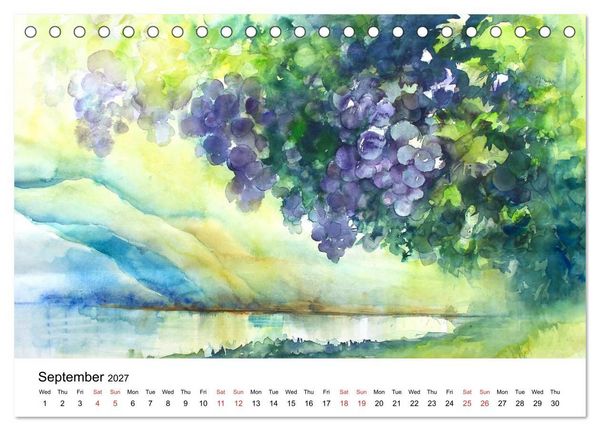 Produktbild: WATERCOLOR IMPRESSIONS (Desk Calendar 2027 DIN A5 landscape), CALVENDO 12 Month DeskCalendar