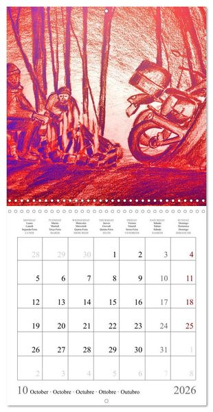 Produktbild: The passion of motorcycling - sketches of freedom (Wall Calendar 2026 12 &times; 12 Inch) CALVENDO 12 Month Wall Calendar