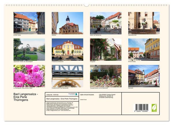 Produktbild: Bad Langensalza - Eine Perle Th&uuml;ringens (hochwertiger Premium Wandkalender 2026 DIN A2 quer), Kunstdruck in Hochglanz
