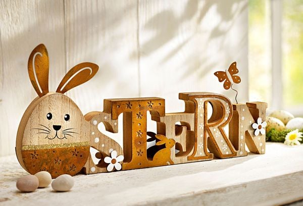 Deko-Schriftzug "Ostern Natur" aus Holz