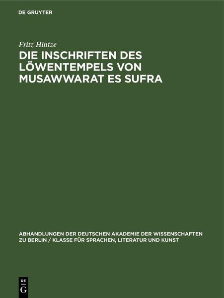 Produktbild: Die Inschriften des L&ouml;wentempels von Musawwarat es Sufra