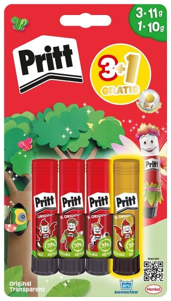 Produktbild: Klebestift Pritt 3+1, 11g BTS, Blisterkarte