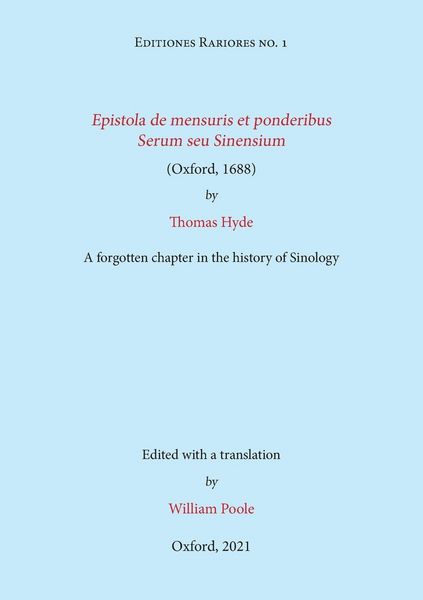 Produktbild: Epistola de mensuris et ponderibus Serum seu Sinensium (Oxford, 1688) by Thomas Hyde