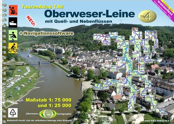 TourenAtlas 04. Oberweser-Leine Wasserwandern 1 : 75 000, Karte von Erhard Jübermann, Jübermann, E, 9783929540789