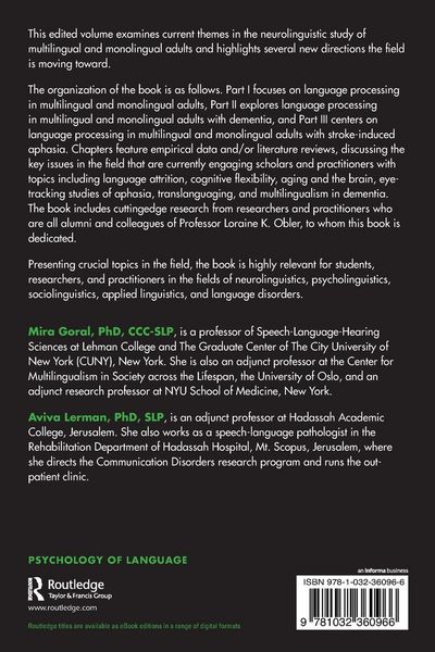 Produktbild: Advances in the Neurolinguistic Study of Multilingual and Monolingual Adults