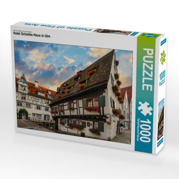 CALVENDO Puzzle Hotel Schiefes Haus in Ulm | 1000 Teile Lege-Größe 64x48cm Foto-Puzzle für glückliche Stunden