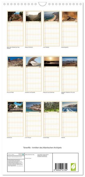 Produktbild: Familienplaner 2026 - Teneriffa - Inmitten des Atlantischen Archipels mit 5 Spalten (Wandkalender, 21 x 45 cm) CALVENDO