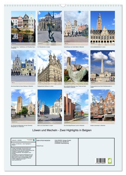 Produktbild: L&ouml;wen und Mecheln - Zwei Highlights in Belgien (Wandkalender 2026 DIN A2 hoch), CALVENDO Monatskalender