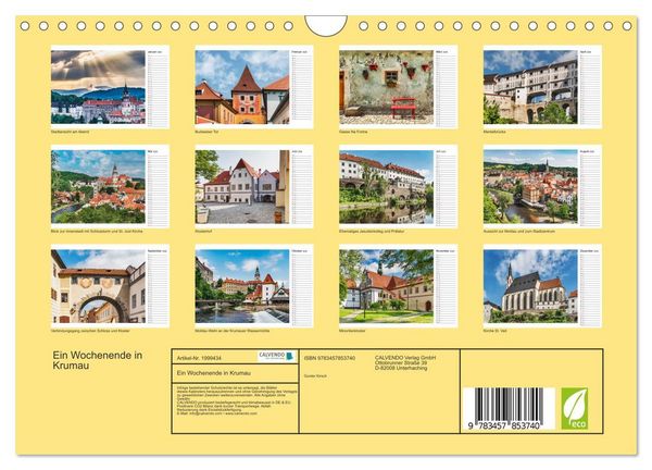 Produktbild: Ein Wochenende in Krumau (Wandkalender 2026 DIN A4 quer), CALVENDO Monatskalender