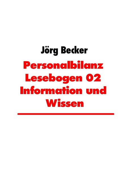 Produktbild: Personalbilanz Lesebogen 02 Information und Wissen