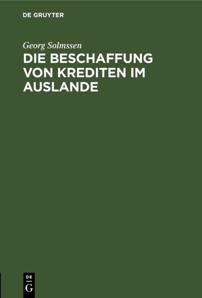 Produktbild: Die Beschaffung von Krediten im Auslande