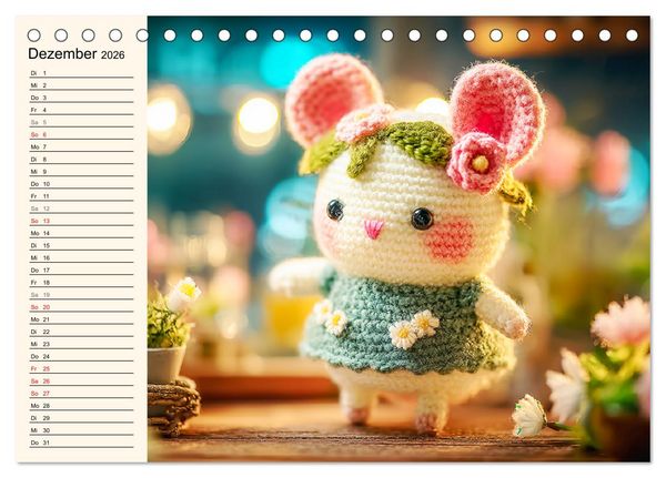 Produktbild: Kleine Freunde aus Wolle. Zauberhaft geh&auml;kelte Tierchen (Tischkalender 2026 DIN A5 quer), CALVENDO Monatskalender