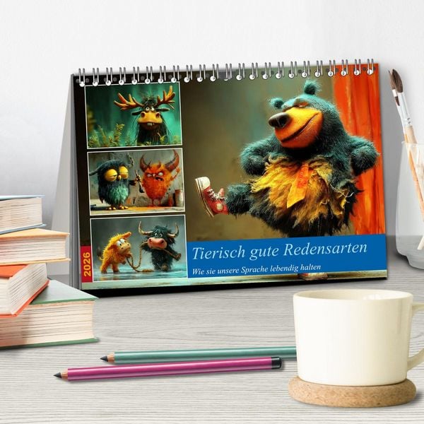 Produktbild: Tierisch gute Redensarten (Tischkalender 2026 DIN A5 quer), CALVENDO Monatskalender