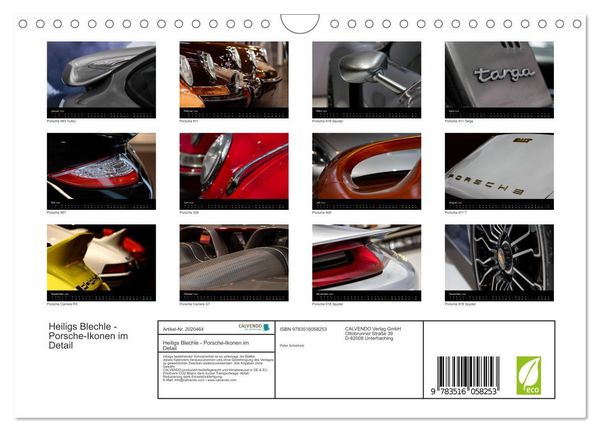 Produktbild: Heiligs Blechle - Porsche-Ikonen im Detail (Wandkalender 2026 DIN A4 quer), CALVENDO Monatskalender