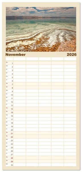 Produktbild: Familienplaner 2026 - Jordanien Sand, Stein und Salz mit 5 Spalten (Wandkalender, 21 x 45 cm) CALVENDO