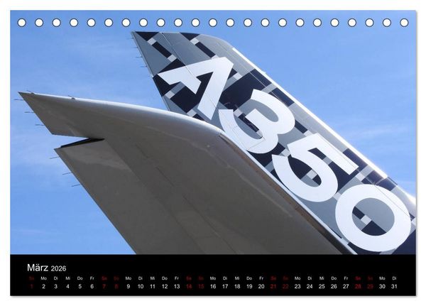 Produktbild: Airbus A350 Hautnah (Tischkalender 2026 DIN A5 quer), CALVENDO Monatskalender