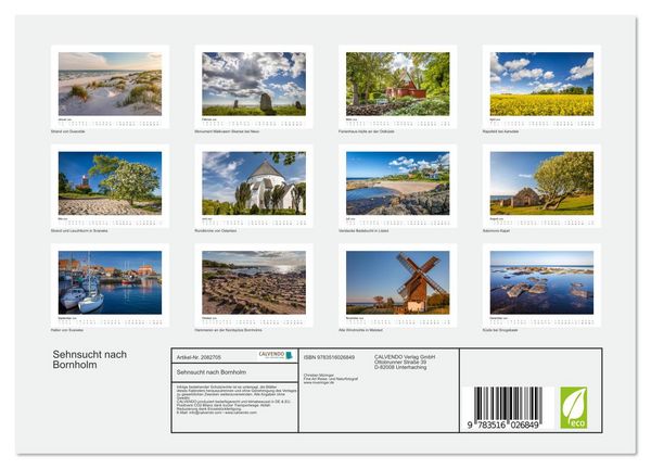 Produktbild: Sehnsucht nach Bornholm (Wandkalender 2026 DIN A4 quer), CALVENDO Monatskalender