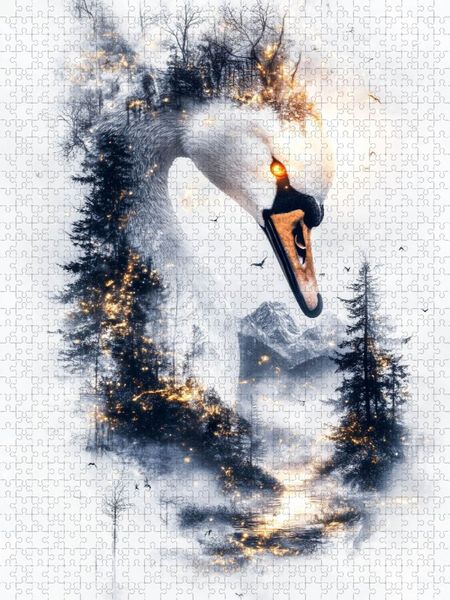 Produktbild: CALVENDO Puzzle Majest&auml;tischer Schwan | 1000 Teile Lege-Gr&ouml;&szlig;e 64x48cm Foto-Puzzle f&uuml;r gl&uuml;ckliche Stunden