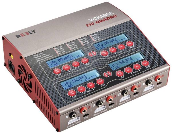 Produktbild: Reely V-Charge 240 Quadro Modellbau-Multifunktionsladeger&auml;t 12 V, 230 V 12 A LiPo, LiIon, LiFePO, LiHV, NiCd, NiMH, Blei 4 Ladeausg&auml;nge