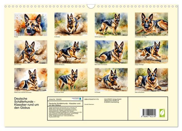 Produktbild: Deutsche Sch&auml;ferhunde - Klassiker rund um den Globus (Wandkalender 2026 DIN A3 quer), CALVENDO Monatskalender