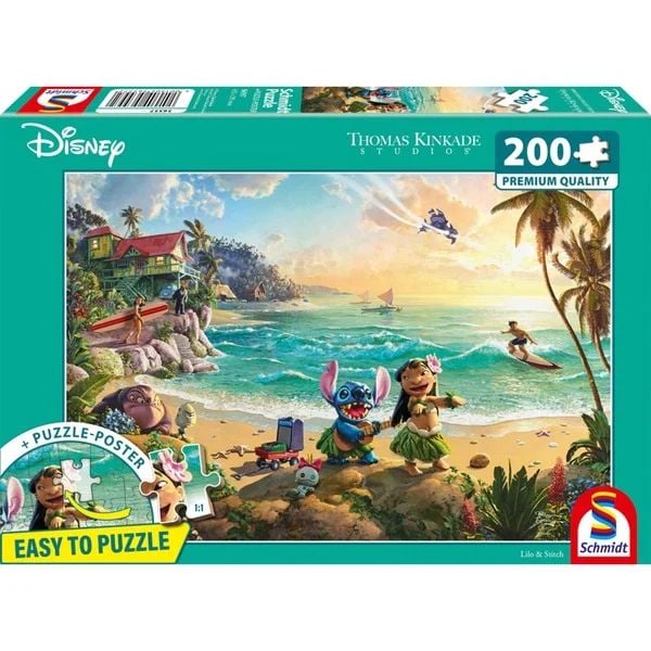 Schmidt 56557 - Disney, Lilo & Stitch, Puzzle mit Poster, 200 Teile aus NATPAX® Graspappe