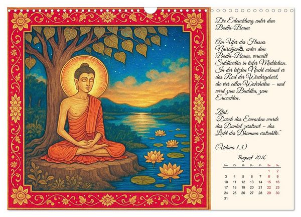 Produktbild: Siddhartas Pfad zum Buddha (Wandkalender 2026 DIN A3 quer), CALVENDO Monatskalender