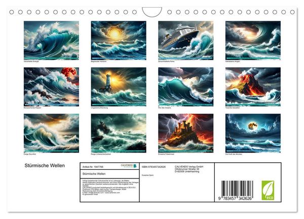 Produktbild: St&uuml;rmische Wellen (Wandkalender 2026 DIN A4 quer), CALVENDO Monatskalender