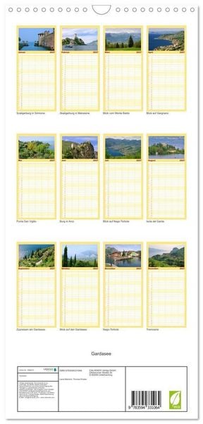 Produktbild: Familienplaner 2027 - Gardasee mit 5 Spalten (Wandkalender, 21 x 45 cm) CALVENDO