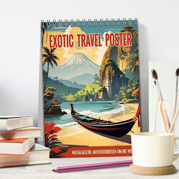 Produktbild: Exotic Travel Poster - nostalgische Abenteuerreisen um die Welt (Tischkalender 2027 DIN A5 hoch), CALVENDO Monatskalender