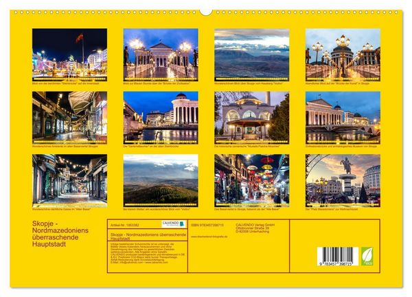 Produktbild: Skopje - Nordmazedoniens &uuml;berraschende Hauptstadt (hochwertiger Premium Wandkalender 2026 DIN A2 quer), Kunstdruck in Hochglanz