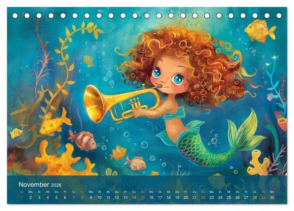 Produktbild: Kleine Meerjungfrauen (Tischkalender 2026 DIN A5 quer), CALVENDO Monatskalender