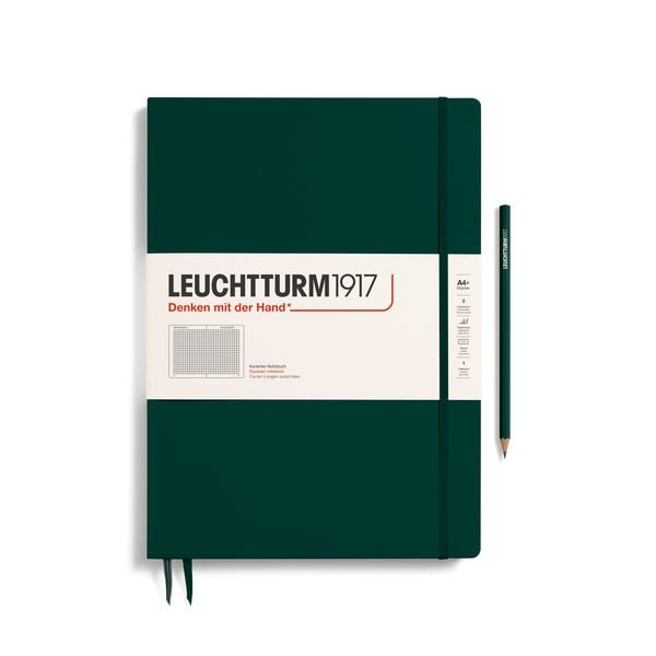 Produktbild: LEUCHTTURM1917 Notizbuch Master Slim (A4+), Hardcover, 123 nummerierte Seiten, Forest Green, Kariert