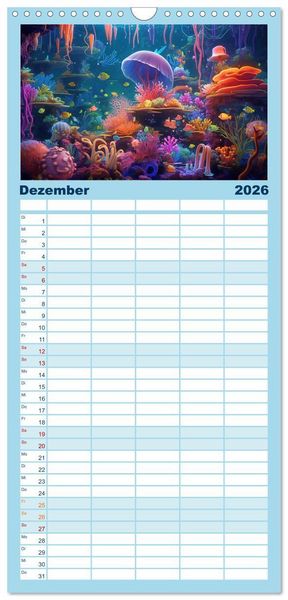 Produktbild: Familienplaner 2026 - Unten im Meer ist was los mit 5 Spalten (Wandkalender, 21 x 45 cm) CALVENDO