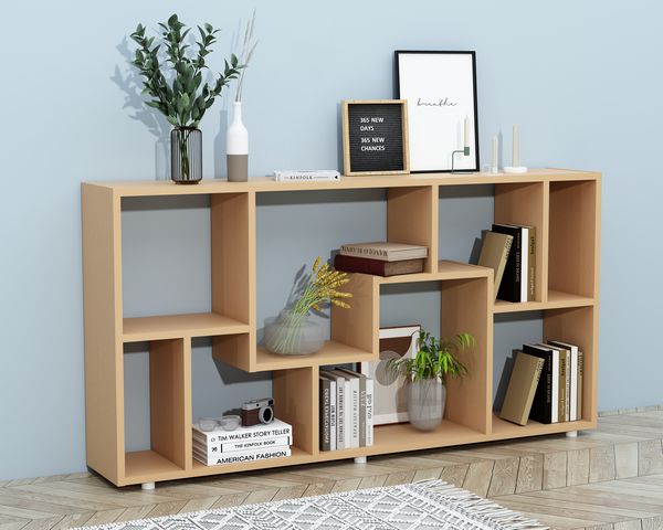 Produktbild: Holz Stand Regal Raumteiler B&uuml;cherregal Lanisa L